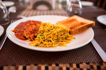 North Indian breakfast in hotel