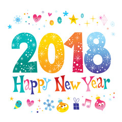 Fototapeta premium 2018 new year two thousand eighteen greeting card