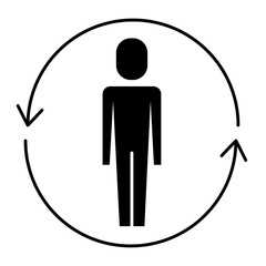 businessman with arrows around solution vector illustration  pictogram pictogram