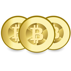 Bitcoin. Physical bit coin. Digital currency. Cryptocurrency.