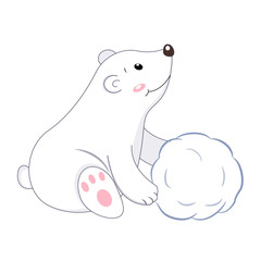 Cute cartoon polar bear. Vector illustration isolated on white background.