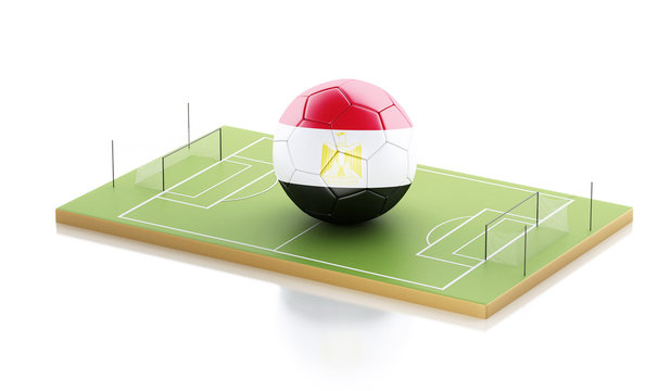 3d Egypt flag and soccer ball.
