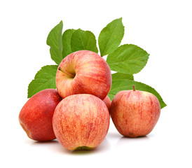Fresh red apples isolated on white background