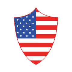 Shield in American flag style. Vector illustration