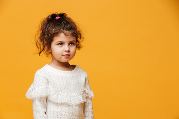 Cute little girl child standing isolated