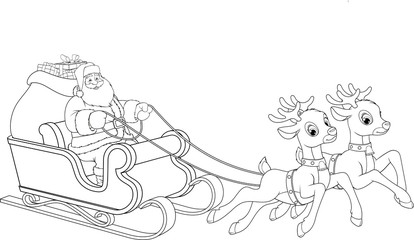 Santa Claus is riding on with gifts