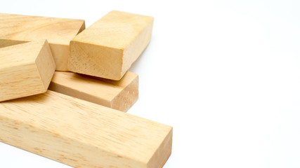 wooden block on white background