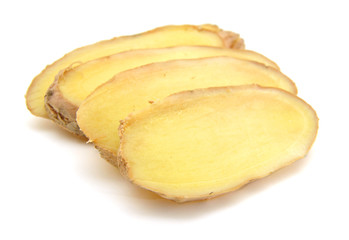 Fresh ginger root or rhizome isolated on white background cutout