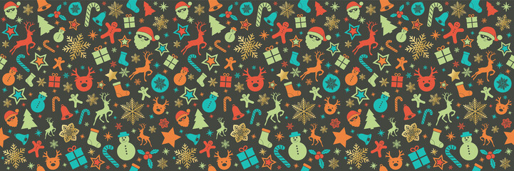 Panoramic Christmas pattern. Vector.