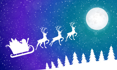 Silhouette of Santa Claus - Christmas background. Vector.