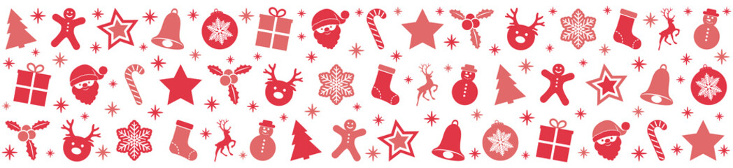 Panoramic banner with Christmas elements. Vector.