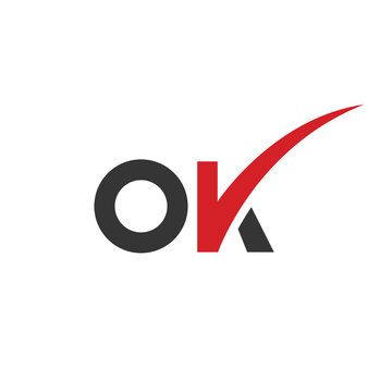 OK logo design vector template, OK letter with tick icon