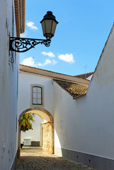 Picturesque street in the historic center of Faro, Algarve, Portugal