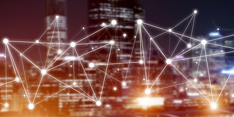 Obraz premium Modern wireless technologies as means of communucation and networking on dark background