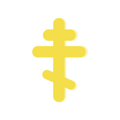 Golden eight-pointed cross. Symbol of Orthodox Church. Religious icon in flat style. Vector design element for website, mobile app or infographic.