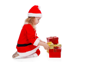 Cute santa baby on the white background