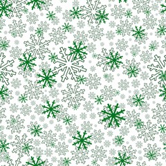 Bezszwowy wzór świąteczny Boże Narodzenie w zielone śnieżynki - 185277070