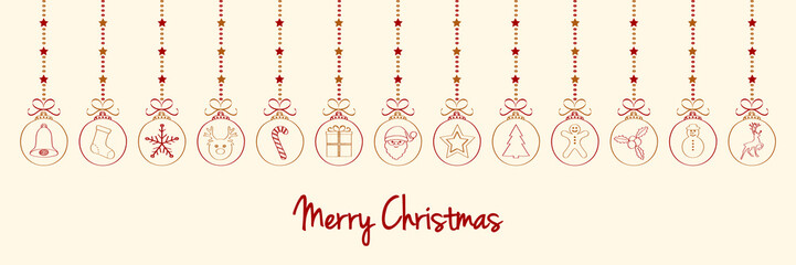 Hand drawn Christmas ornaments with wishes. Vector.