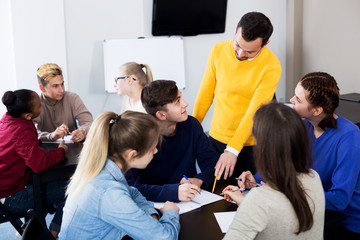 Classmates working in groups