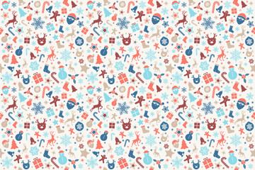 Christmas wrapping paper with ornaments. Vector.