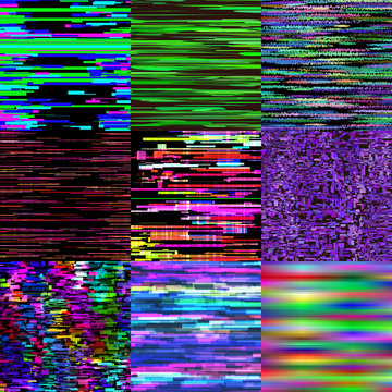 Glitch Background Vector Glitchy Noisy Pixelated Texture Pattern Tv Broken Computer Screen With Noise Orabstract Pixelation Textured Backdrop Illustration Set