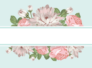 Floral card template with empty frame