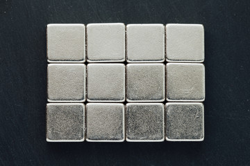 neodymium magnets squares, black background