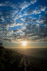 The morning sunrise and mountain and cloudly sky in the north of thailand