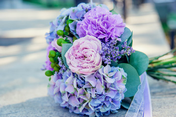 beautiful white blue bridal bouquet