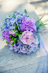 beautiful white blue bridal bouquet