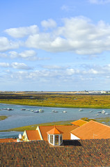 View of the Ria Formosa from the Cathedral of Faro, Algarve, Portugal