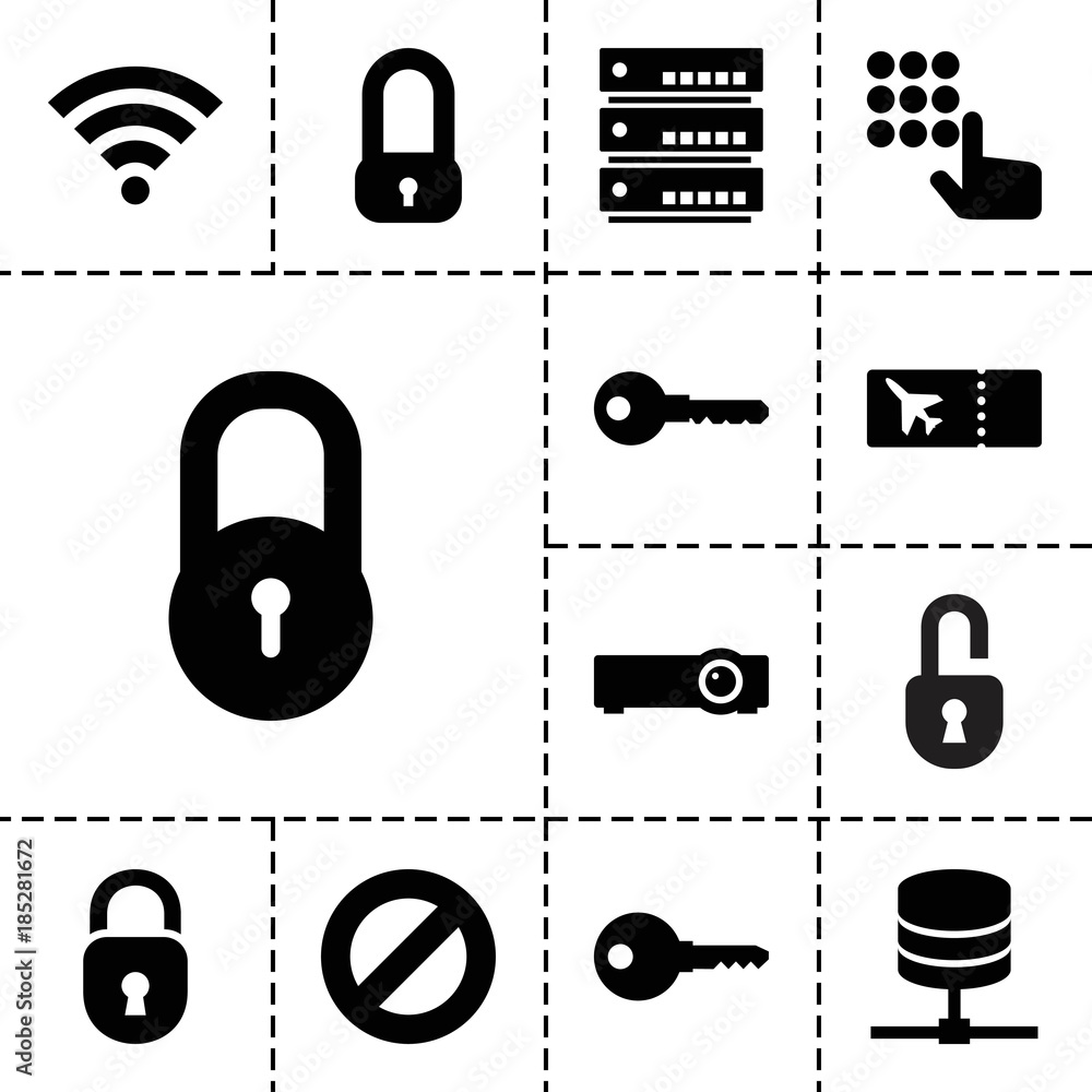 Poster access icons. set of 13 editable filled access icons