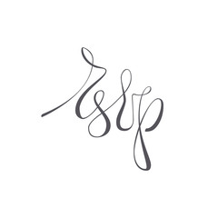 RSVP vector lettering text on white background.