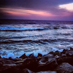 Obraz premium Beach evening dark clouds