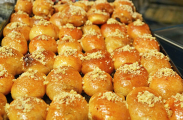 greek melomakarona traditional Christmas cookies with honey and nuts
