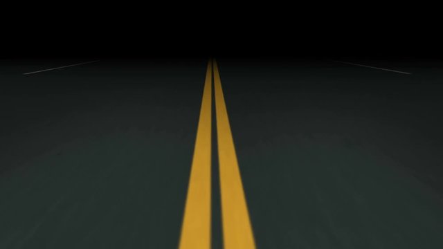 Endless seamless night asphalt road with double dividing strip