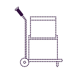 hand truck with cardboard boxes stacked and sealed in purple dotted silhouette