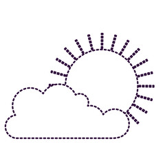 cloud and sun flat icon in purple dotted silhouette