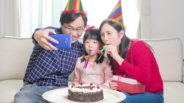 happy family with birthday cake
