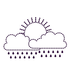 sun and cloud with rain in purple dotted silhouette