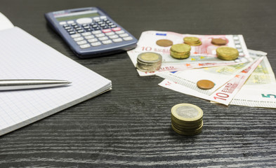 Calculation of income in euro currency.