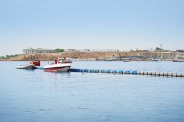View of beautiful sea resort with boats