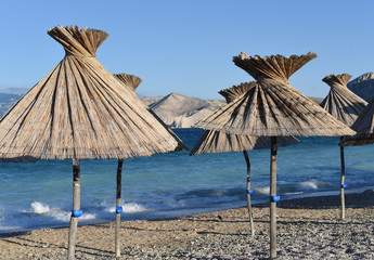 beach umbrellas from straw