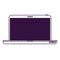 laptop computer front view in purple dotted silhouette