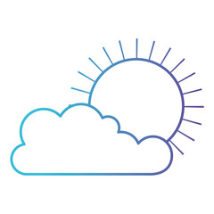 cloud and sun flat icon in degraded blue to purple color contour