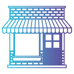 Obraz premium store facade with sunshade in degraded blue to purple color contour