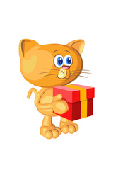 Little kitten gift keeps a box of Valentine's day mother's favorite mother of a girl greeting card on white background isolate vector