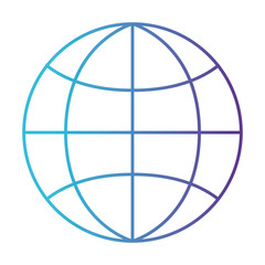 world globe flat icon in degraded blue to purple color contour