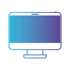 desktop computer front view in degraded blue to purple color contour