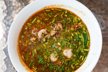 Lao minced pork red soup